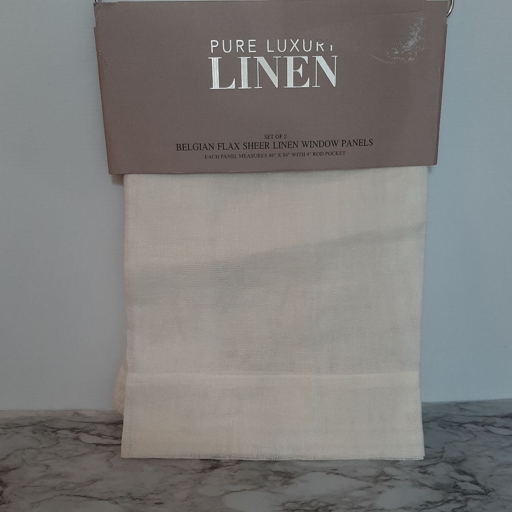 Pure Luxury Linen Belgian Flax Sheer Linen 84" Window Curtain Panels